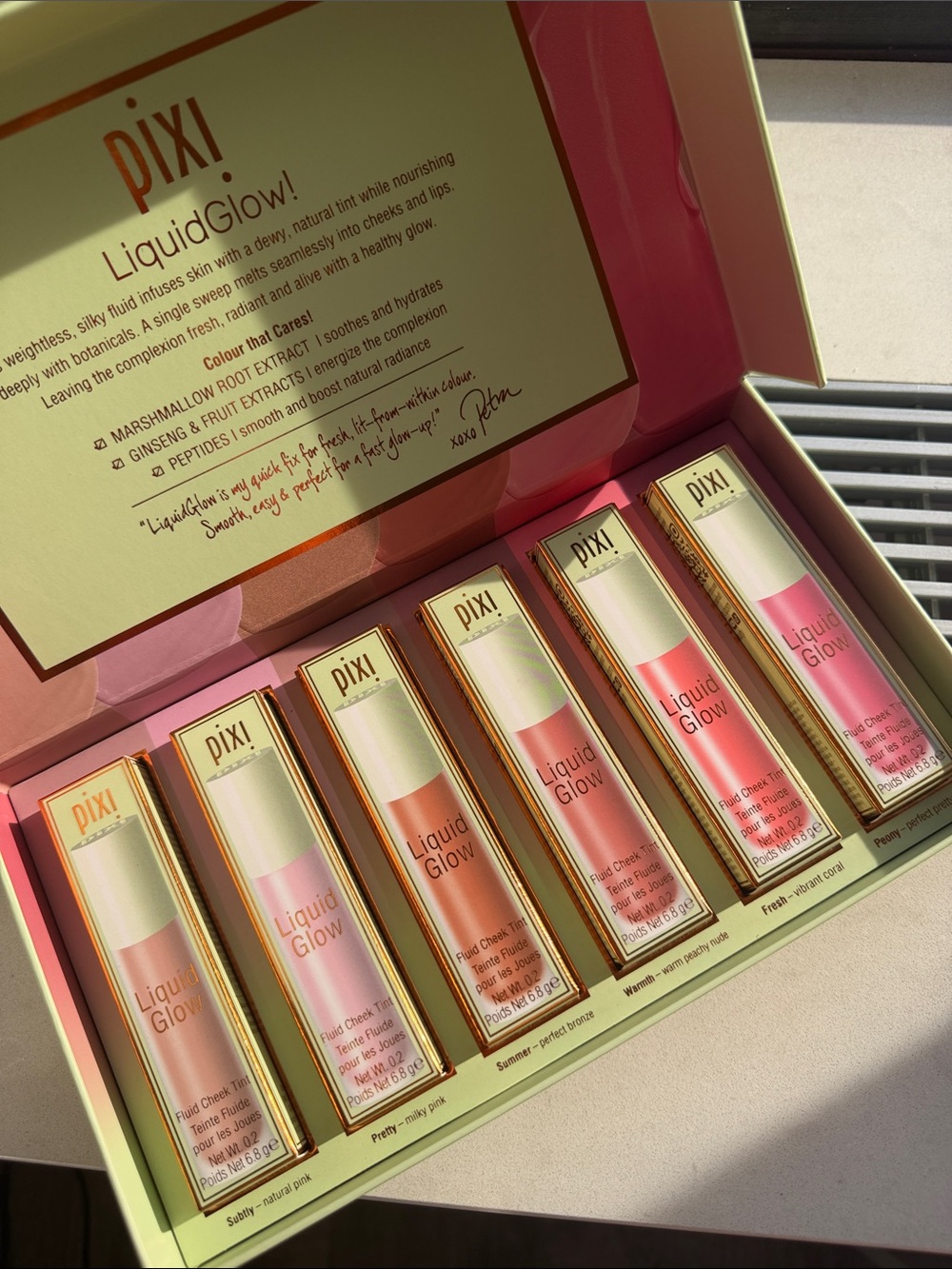 6 new !!! Pixi LiquidGlow Cheek Tint Set — Pink and Peach Shades